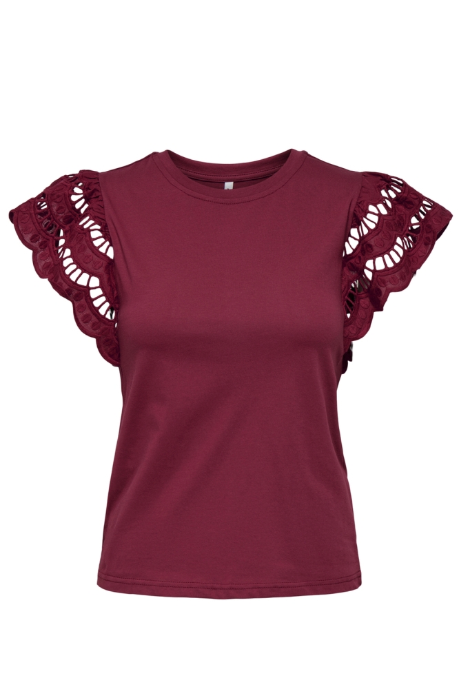 ONLMACY S/S O-NECK MIX TOP BOX JRS 15350374 RUBY WINE